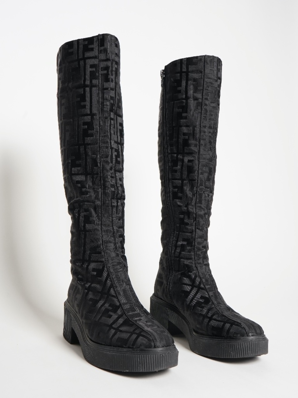 Authentic Fendi Vintage Zucca Boots BLACK SIZE 6 RARE